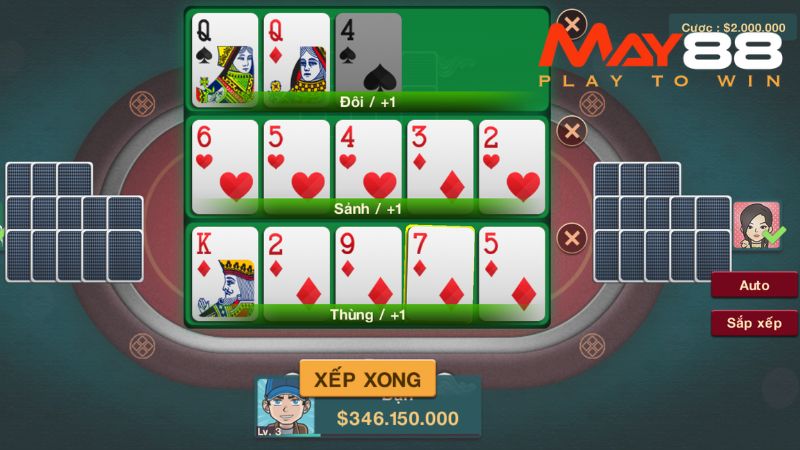 Binh Xập Xám thử thách tài phân tích thế bài rồi sắp xếp vào 3 chi sao cho hợp lý nhất